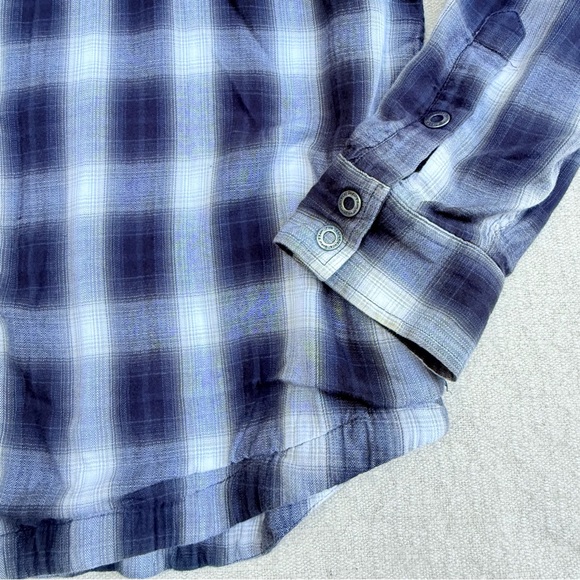 Prana Asylum Checkered Flannel Thermal Long Sleeve Shirt Black White Work XL - Picture 3 of 13